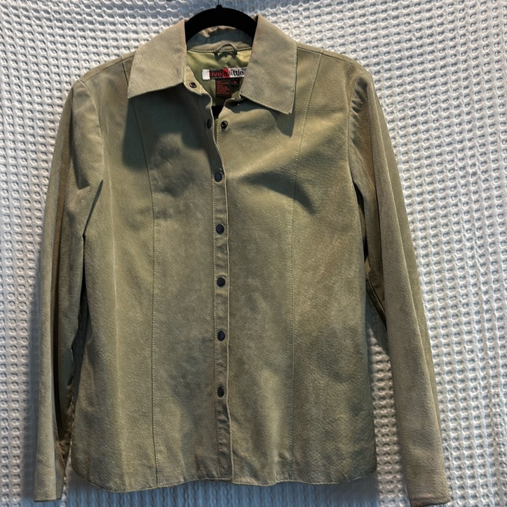 Live A Little  sage green suede jacket